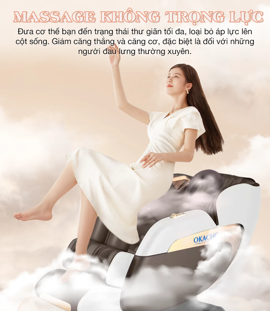 Ghế Massage Toàn Thân OKACHI LUXURY JP-388 (trắng nâu)