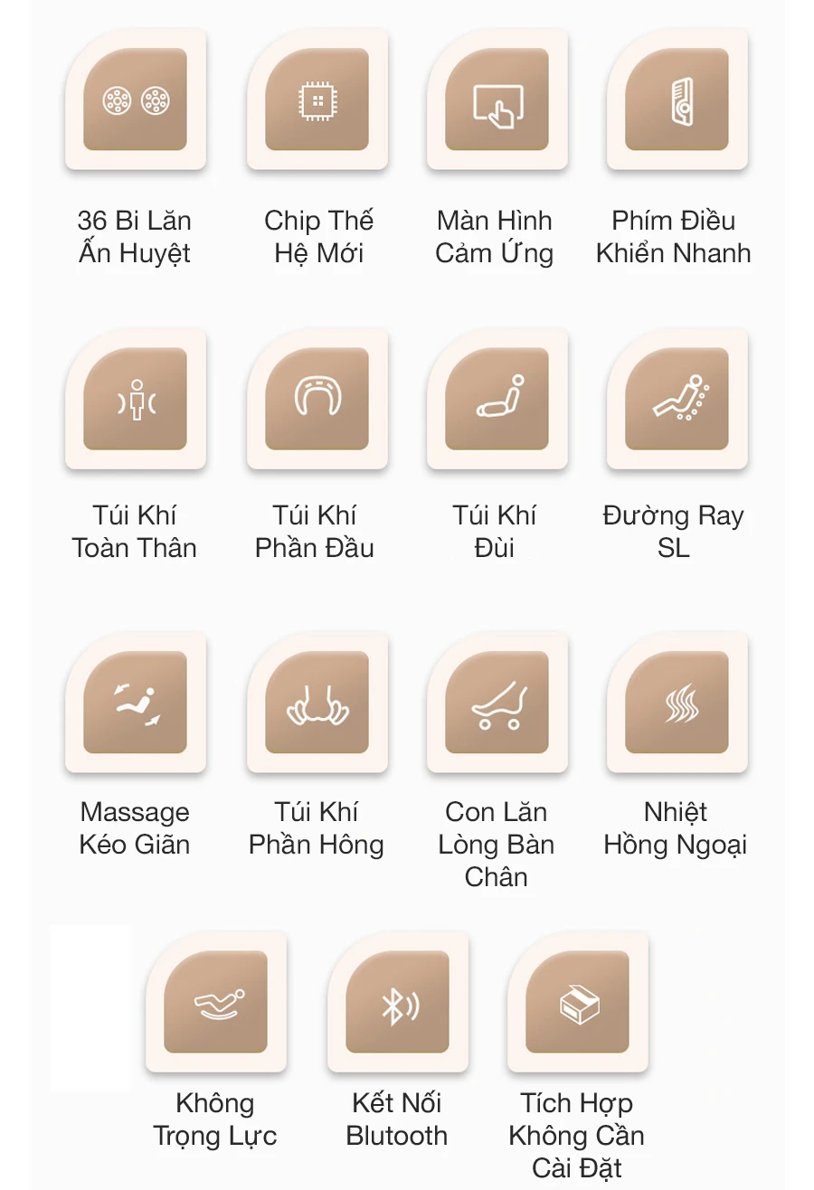 Ghế Massage Toàn Thân OKACHI LUXURY JP-388 (trắng nâu)