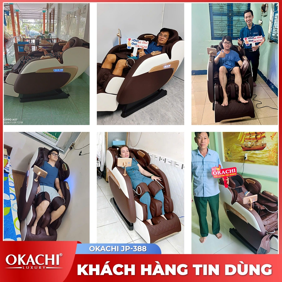 Ghế Massage Toàn Thân OKACHI LUXURY JP-388 (trắng nâu)