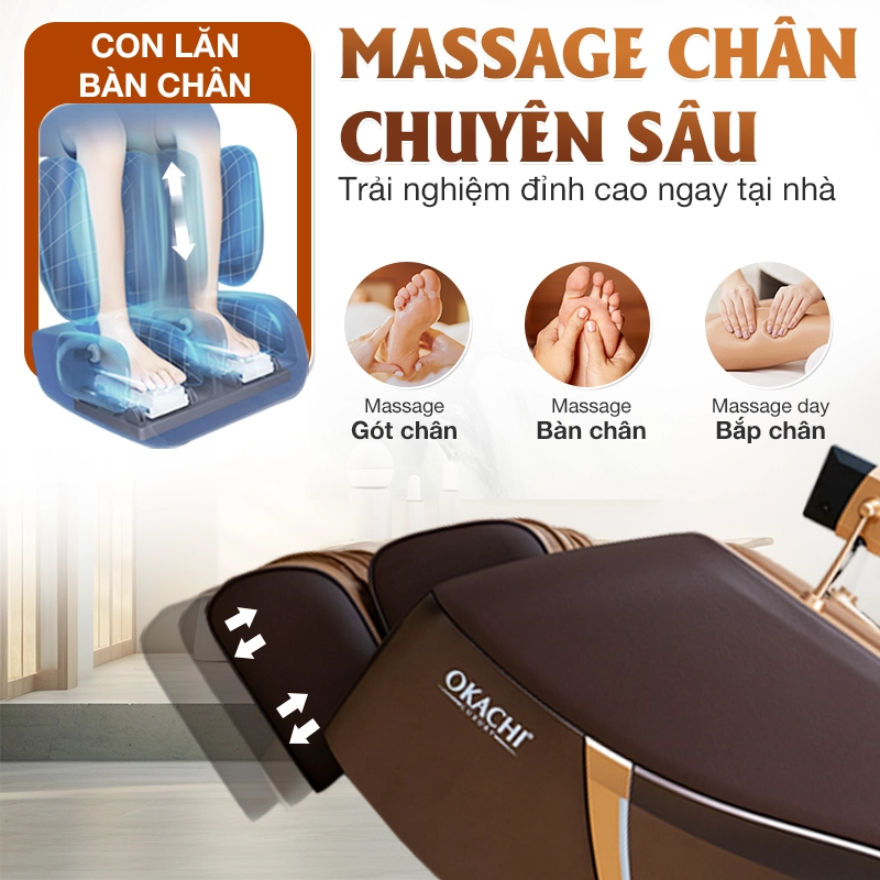 Ghế massage OKACHI 4D  LUXURY JP-5000 Plus ( Brown)