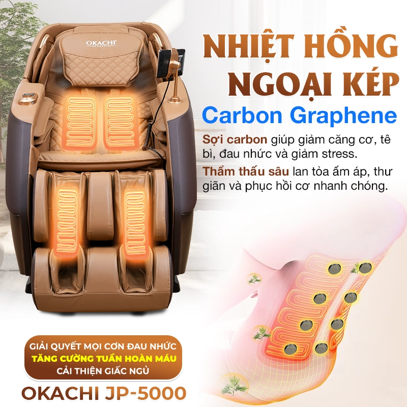 Ghế massage OKACHI 4D  LUXURY JP-5000 Plus ( Brown)