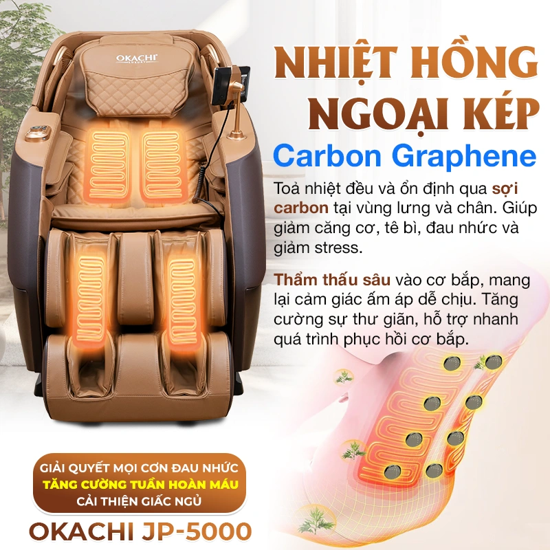 Ghế massage OKACHI 4D  LUXURY JP-5000 Plus ( Brown)