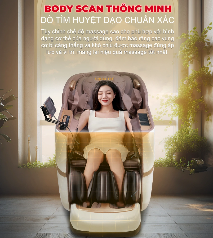 Ghế massage toàn thân 4D OKACHI JP-5100 (trắng)
