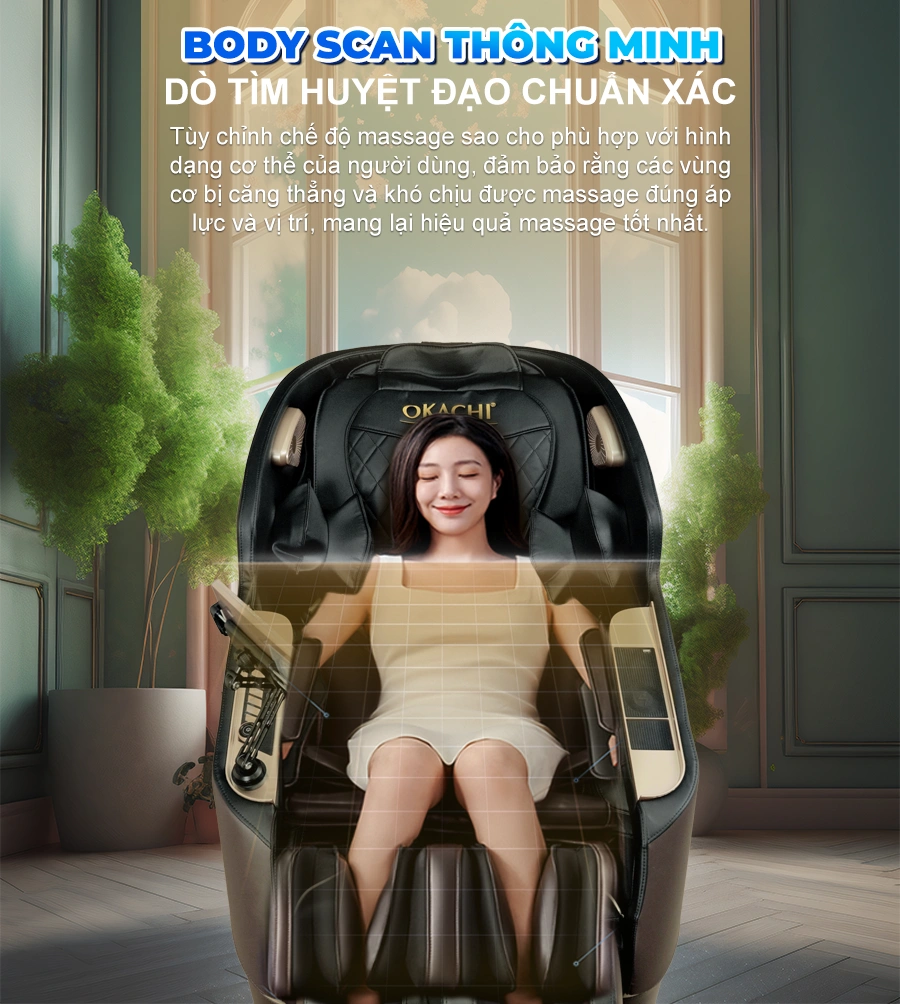 Ghế massage toàn thân 4D OKACHI JP-5100 ( nâu)
