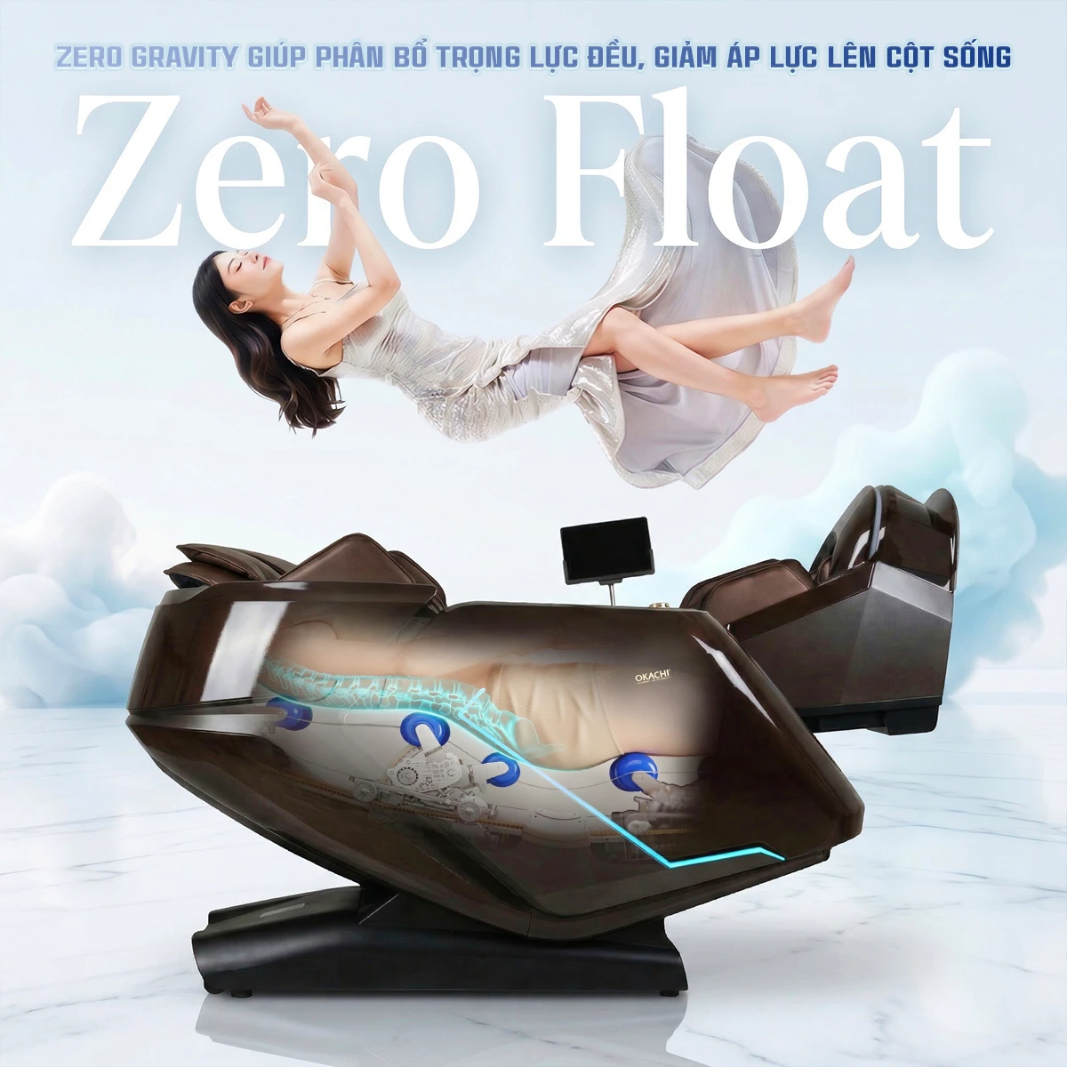 Ghế massage DUAL CORE MASTER OKACHI JP-9986 (Nâu)