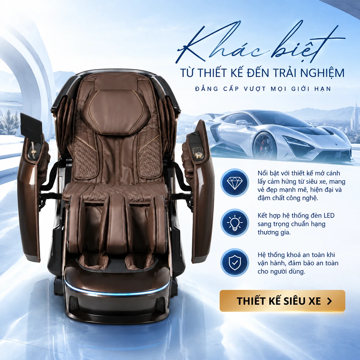 ghế massage OKACHI JP-9986 thiết kế khác biệt