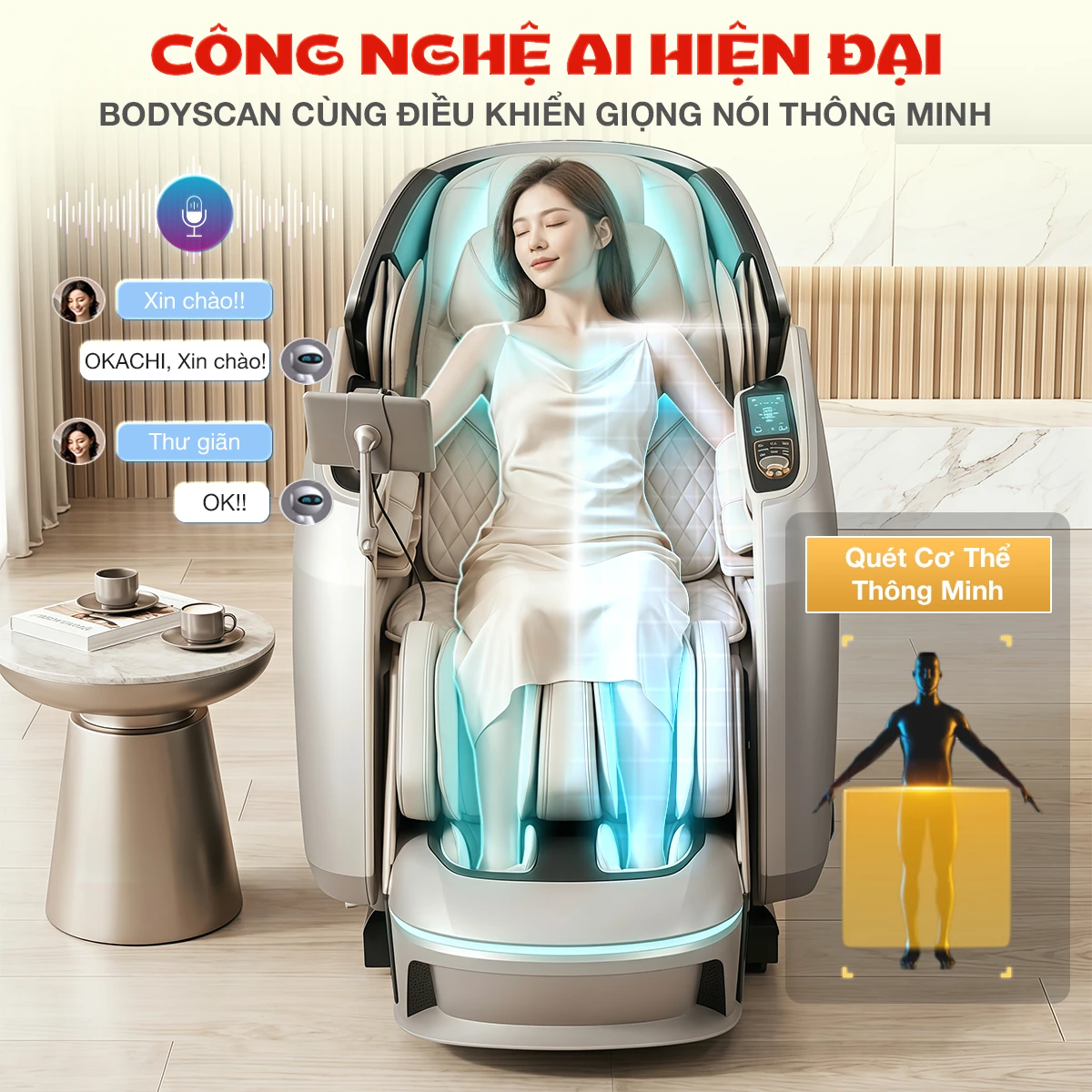 Ghế massage DUAL CORE MASTER OKACHI JP-9986 