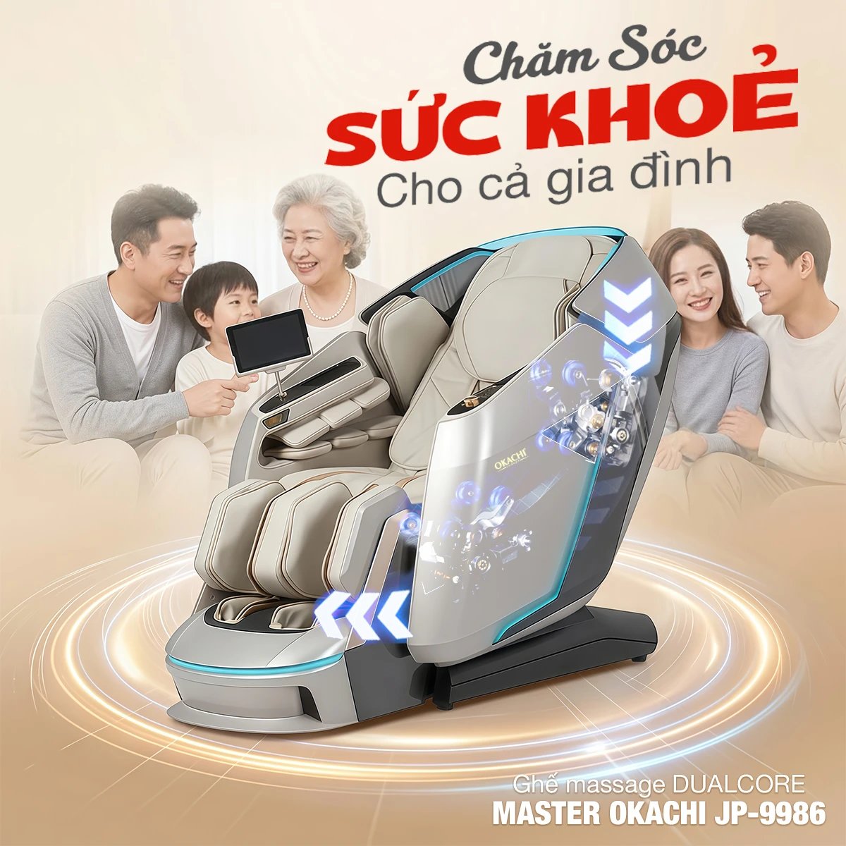 Ghế massage DUAL CORE MASTER OKACHI JP-9986 