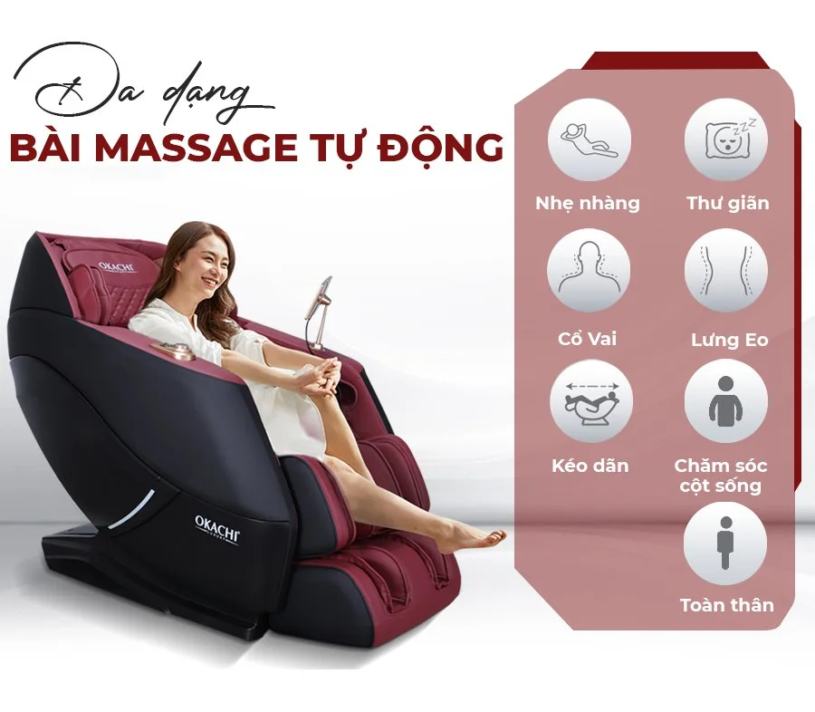Ghế massage OKACHI 4D DELUXE JP-5000 (Đen Đỏ)