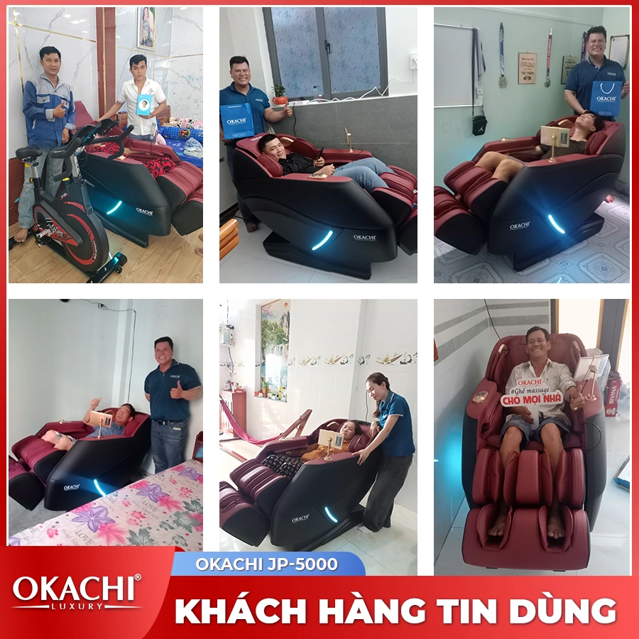 Ghế massage OKACHI 4D DELUXE JP-5000 (Đen Đỏ)