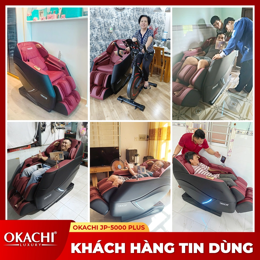Ghế massage OKACHI 4D DELUXE JP-5000 (Đen Đỏ)