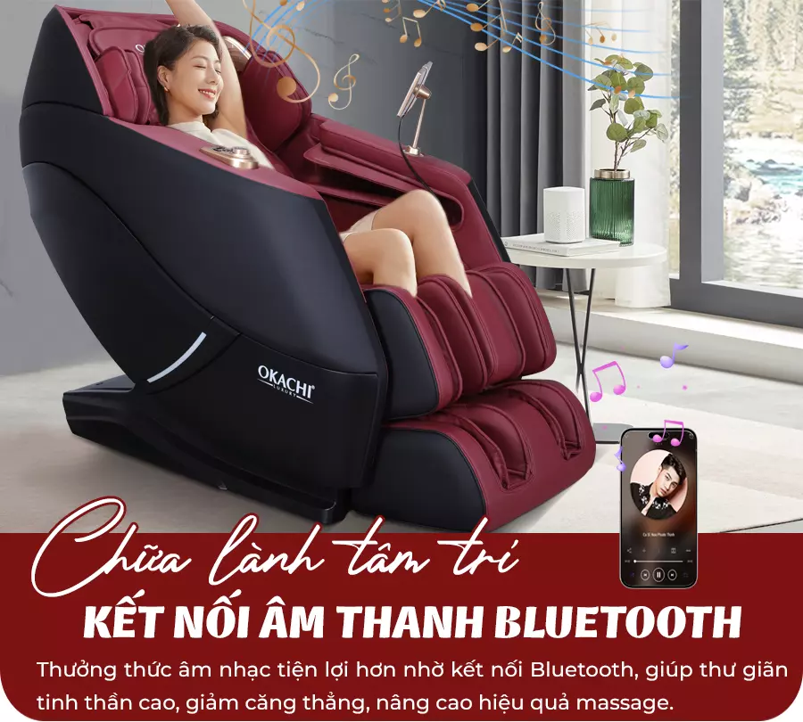 Ghế massage OKACHI 4D DELUXE JP-5000 (Đen Đỏ)