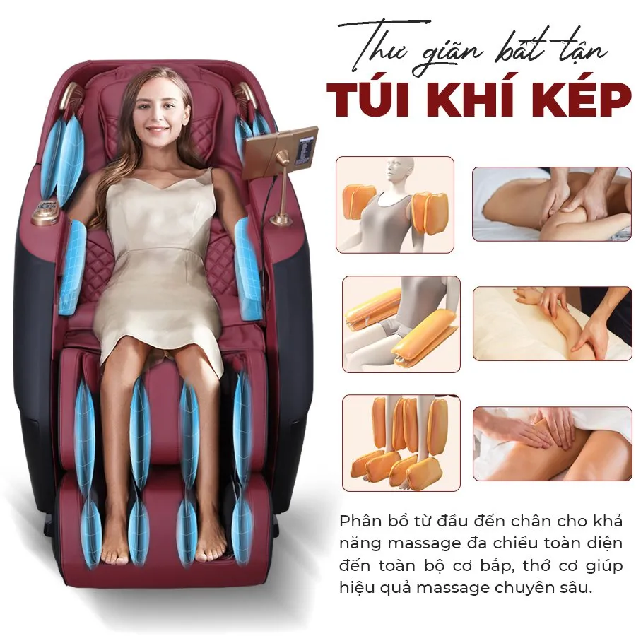 Ghế massage OKACHI 4D DELUXE JP-5000 (Đen Đỏ)