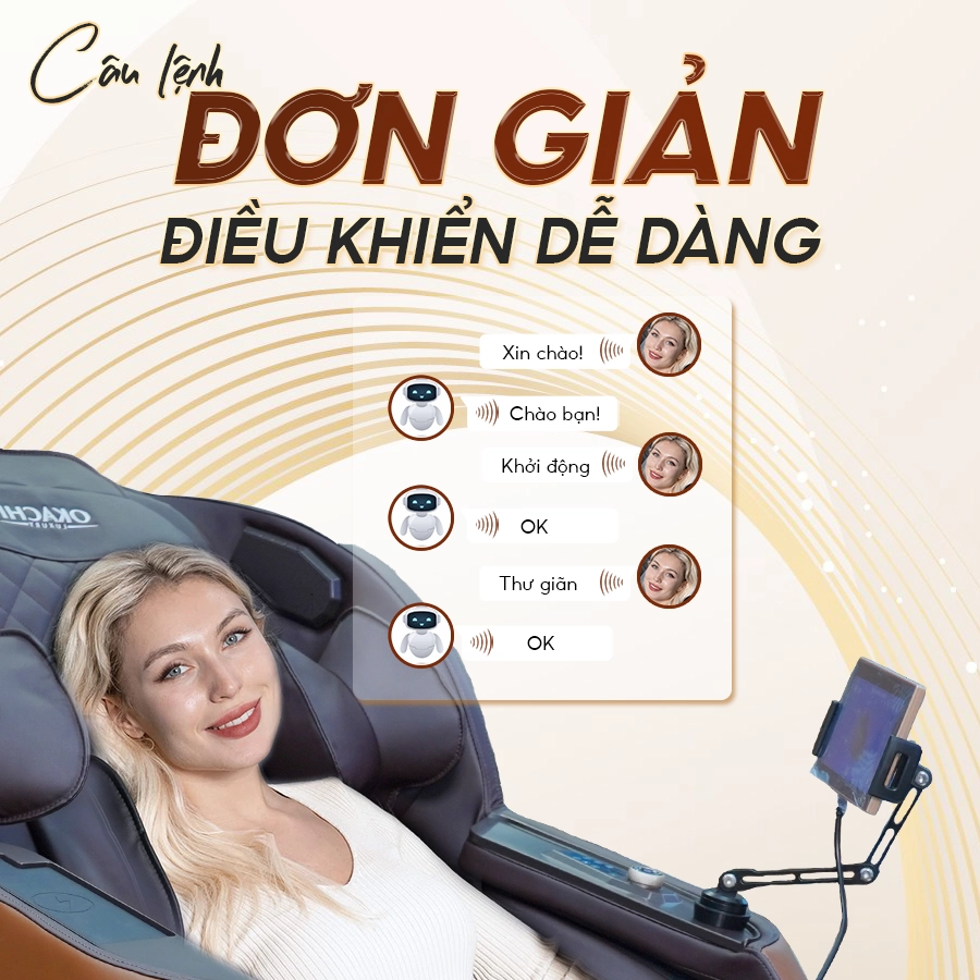 Điều khiển giọng nói ghế massage Okachi JP-5200