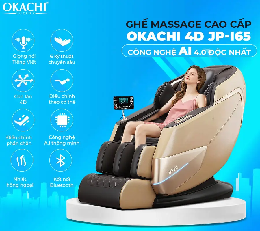 Ghế massage toàn thân OKACHI 4D JP-I65 cao cấp