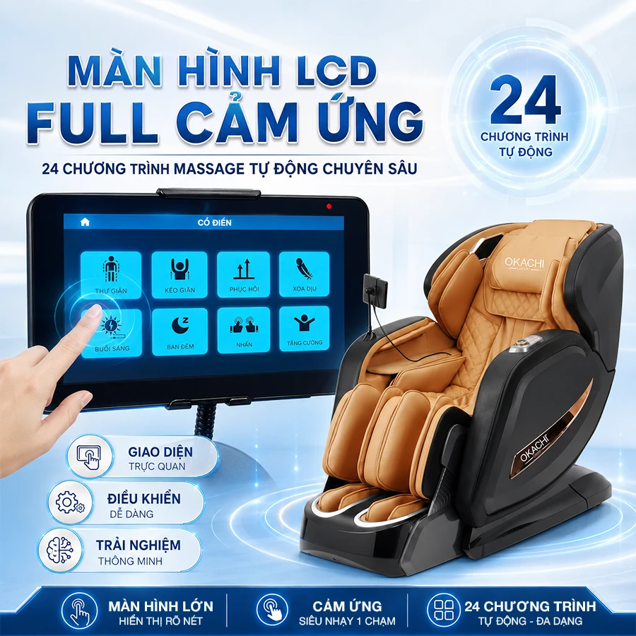 Ghế massage toàn thân OKACHI LUXURY JP-I99 ( Nâu Vàng)