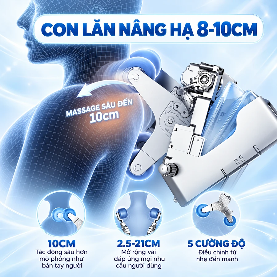 Ghế massage toàn thân OKACHI LUXURY JP-I99 con lăn nâng hạ 8-10cm