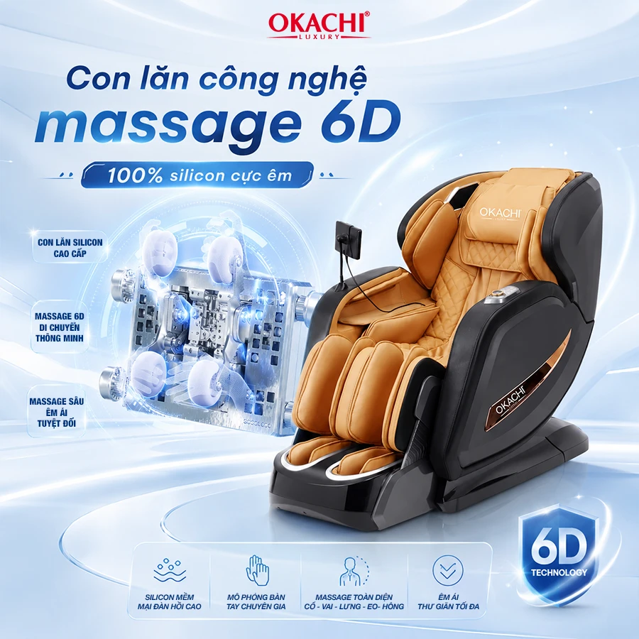 Ghế massage toàn thân OKACHI LUXURY JP-I99 ( Nâu Vàng)