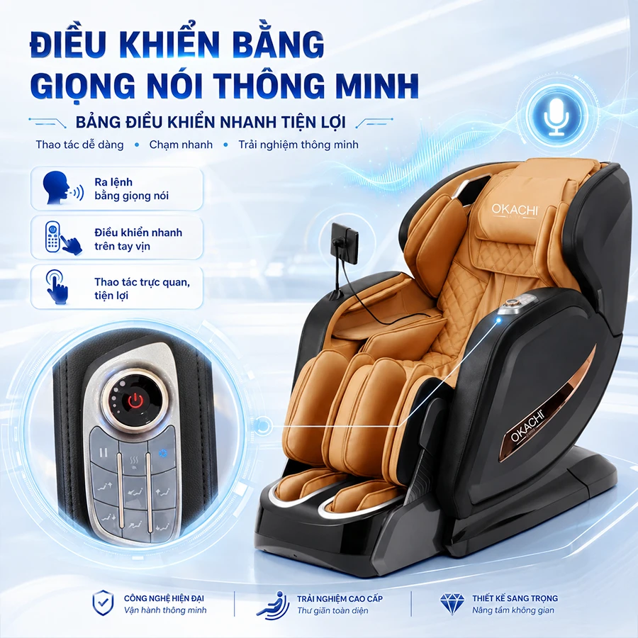 Ghế massage toàn thân OKACHI LUXURY JP-I99 ( Nâu Vàng)