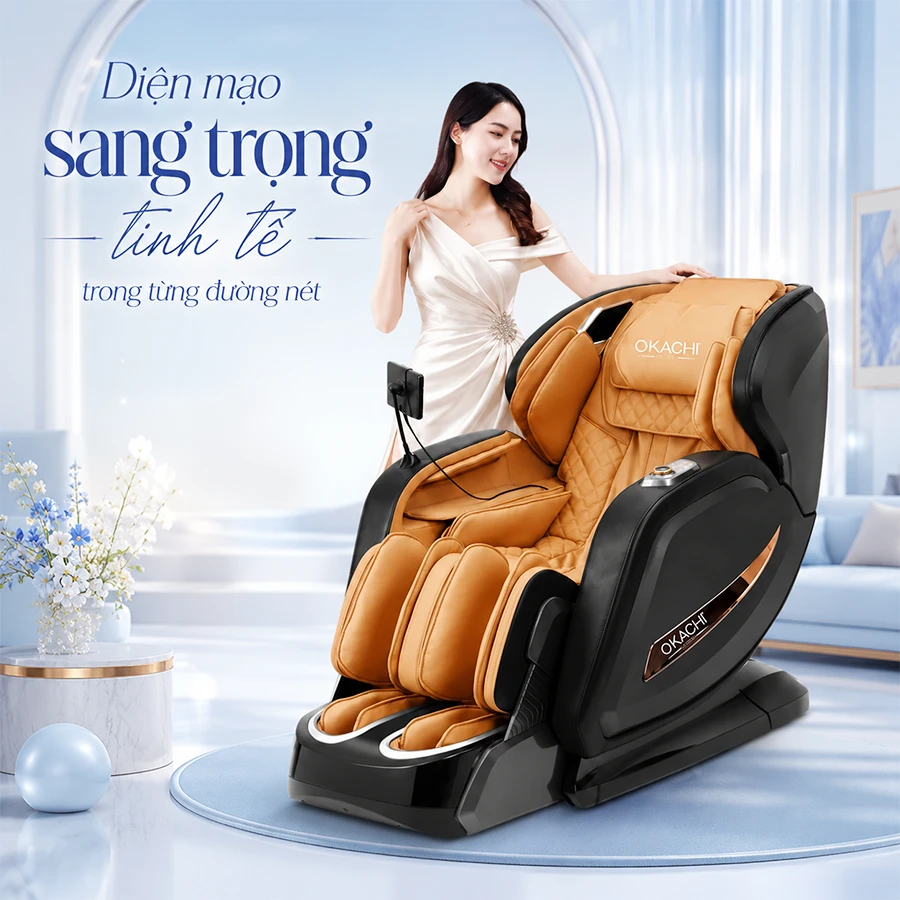 Ghế massage toàn thân OKACHI LUXURY JP-I99 ( Nâu Vàng)