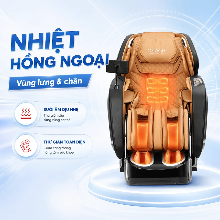 Ghế massage toàn thân OKACHI LUXURY JP-I99 ( Nâu Vàng)