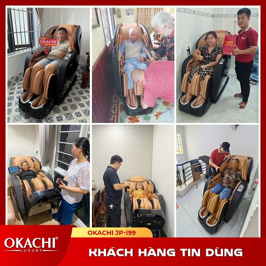 Ghế massage toàn thân OKACHI LUXURY JP-I99 ( Nâu Vàng)