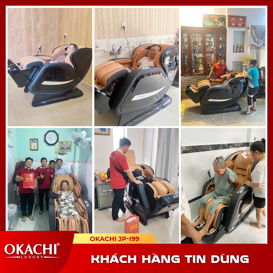 Ghế massage toàn thân OKACHI LUXURY JP-I99 ( Nâu Vàng)