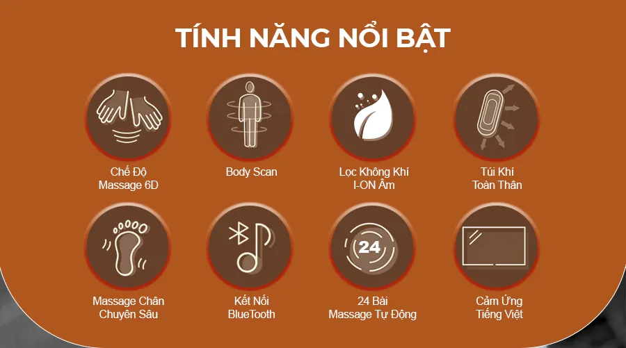 Ghế massage toàn thân OKACHI LUXURY JP-I99 ( Nâu Vàng)