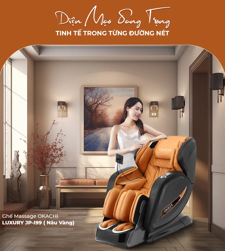 Ghế massage toàn thân OKACHI LUXURY JP-I99 ( Nâu Vàng)