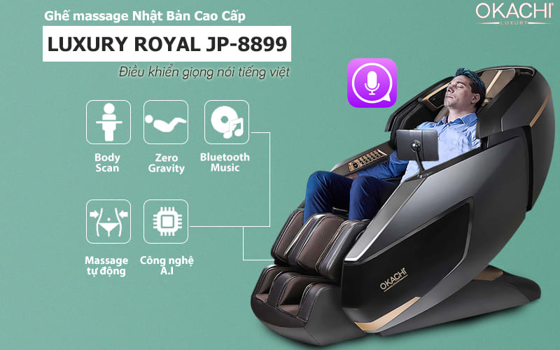 Ghế massage Nhật Bản OKACHI LUXURY ROYAL JP-8899 Cao Cấp