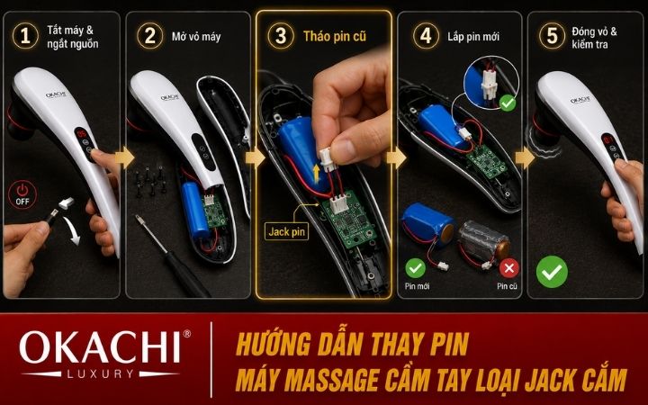 hướng dẫn cách thay pin máy massage cầm tay