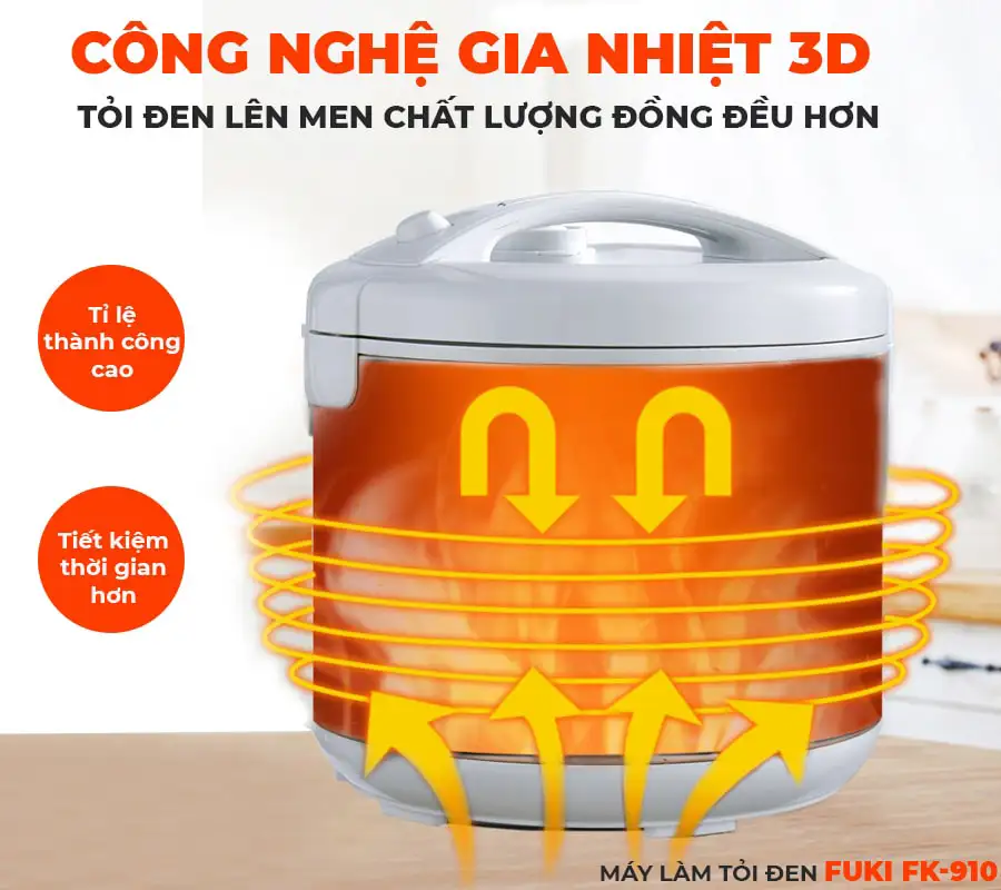 Máy làm tỏi đen Fuki FK-910 hoa văn - 6L (Vàng Gold)