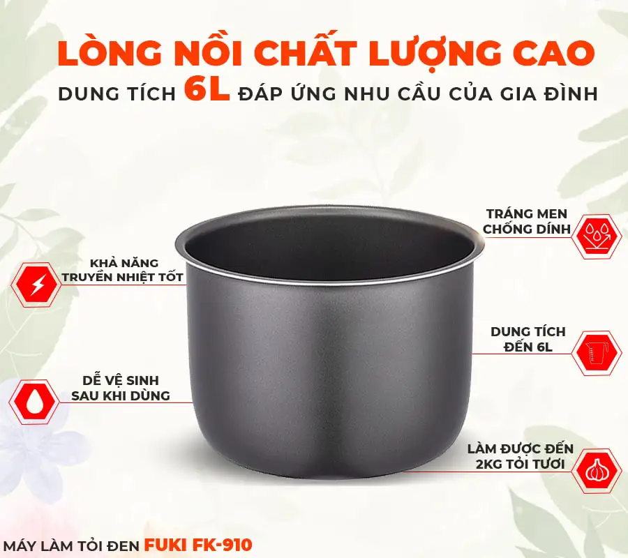 Máy làm tỏi đen Fuki FK-910 hoa văn - 6L (Vàng Gold)