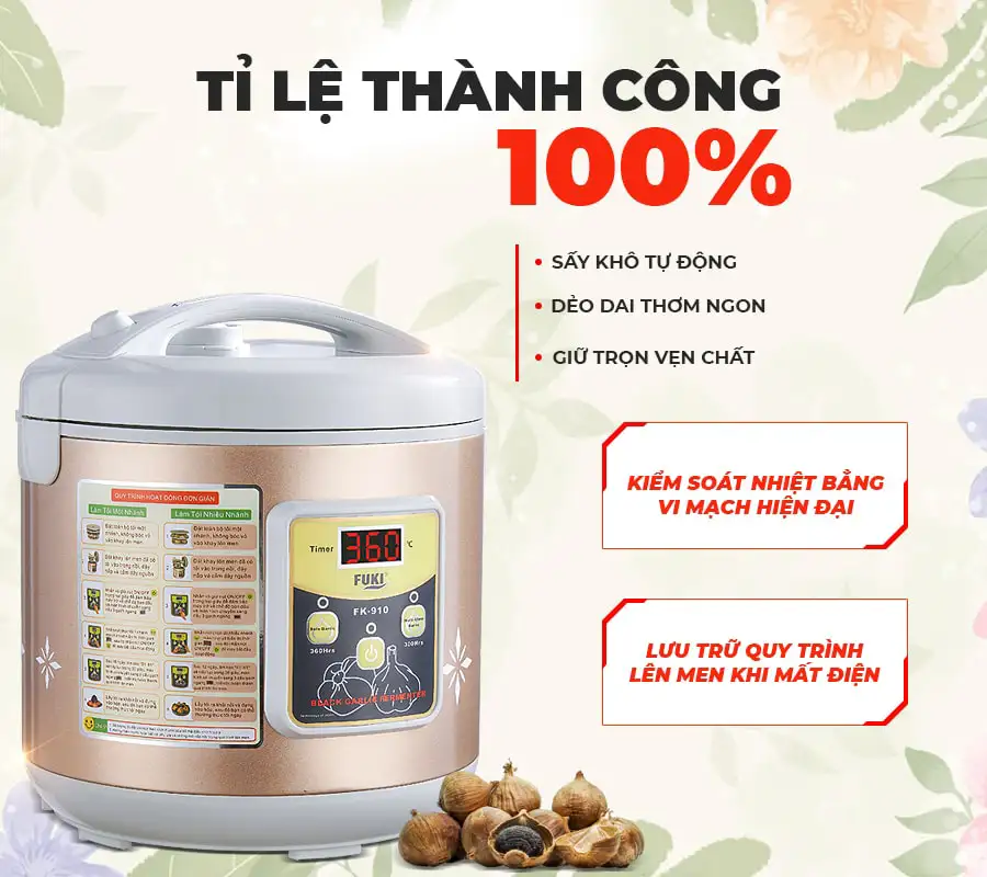 Máy làm tỏi đen Fuki FK-910 hoa văn - 6L (Vàng Gold)