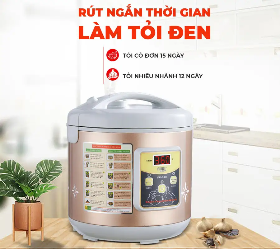 Máy làm tỏi đen Fuki FK-910 hoa văn - 6L (Vàng Gold)