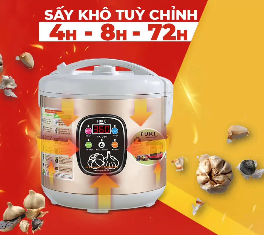 Máy làm tỏi đen Nhật Bản Fuki 6L FK-911 dòng tuỳ chỉnh (Vàng Gold)