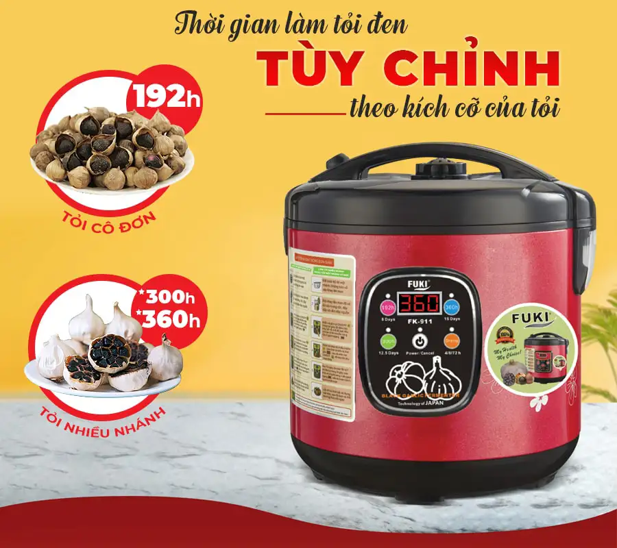 Máy làm tỏi đen Nhật Bản Fuki 6L FK-911 dòng tuỳ chỉnh (đỏ mận)