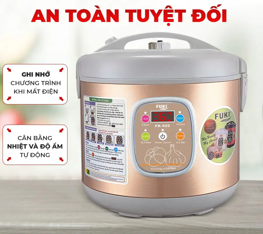 Máy làm tỏi đen FUKI FK-920 loại 8L (Vàng Gold)