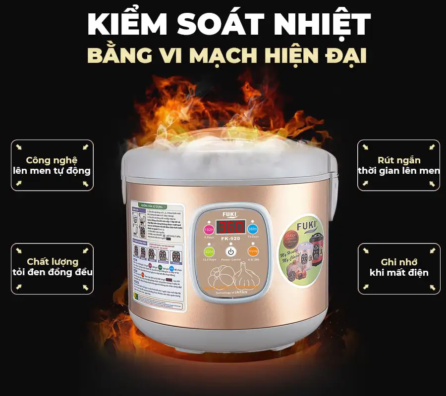 Máy làm tỏi đen FUKI FK-920 loại 8L (Vàng Gold)