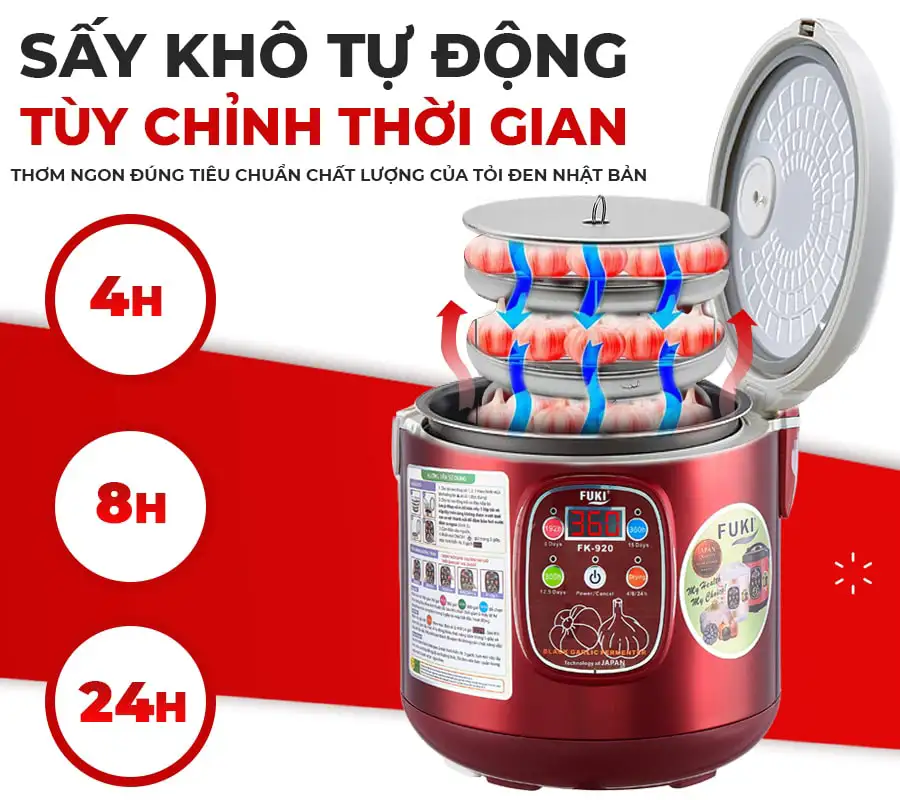 Máy làm tỏi đen FUKI FK-920 loại 8L (đỏ mận)