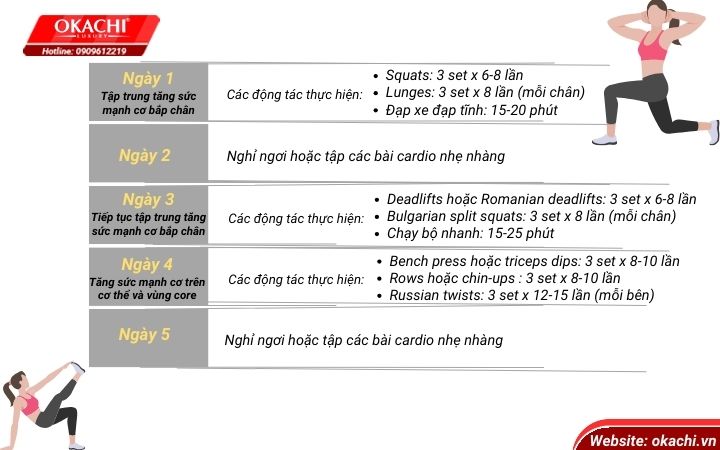 Lịch tập workout tại nhà cho nữ