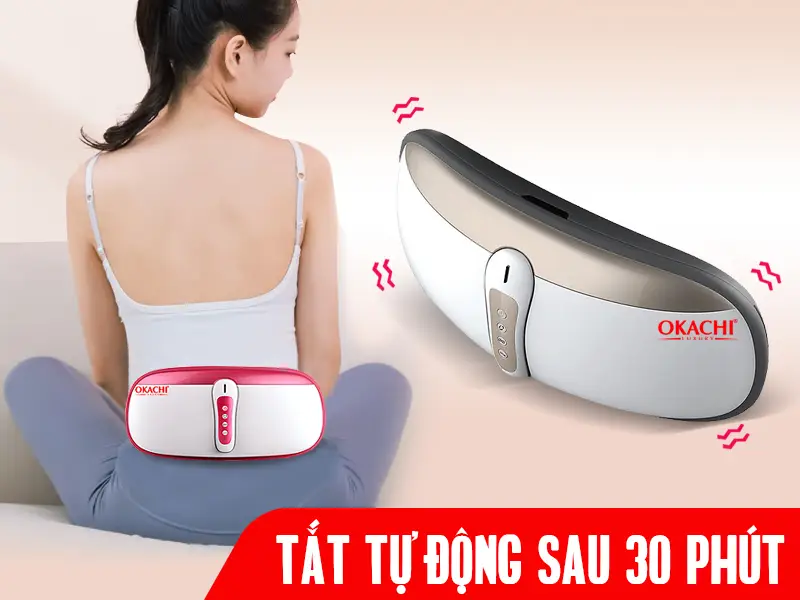 Máy massage bụng rung lắc hồng ngoại Okachi JP-95DC Plus pin sạc