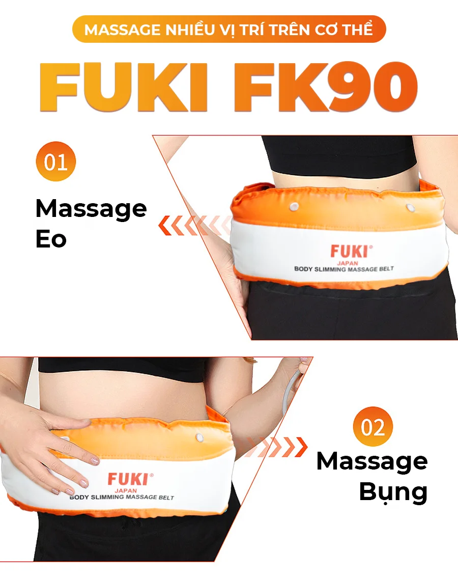 Máy massage bụng FUKI FK90 Vải Dù Siêu Bền dòng cao cấp (màu cam)