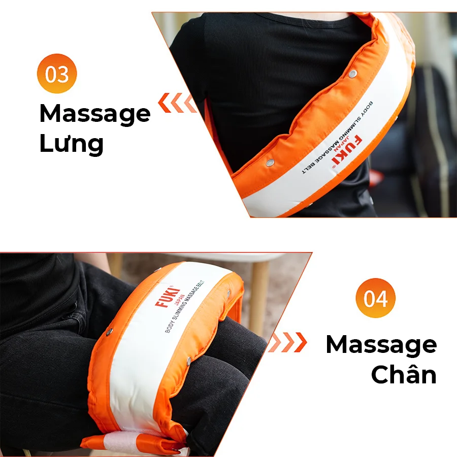 Máy massage bụng FUKI FK90 Vải Dù Siêu Bền dòng cao cấp (màu cam)