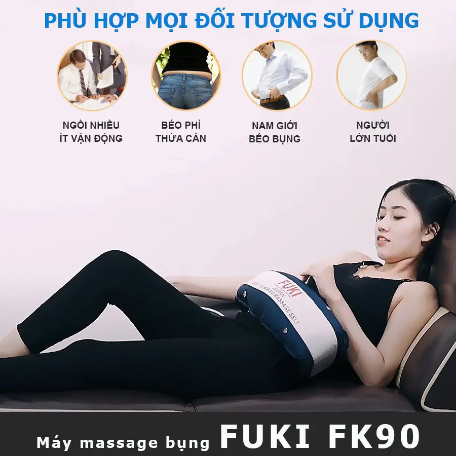 Máy massage bụng FUKI Nhật Bản FK90 Vải Dù dòng cao cấp (xanh đen)