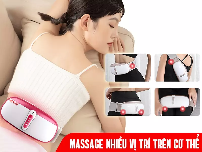 Máy massage bụng rung lắc hồng ngoại Okachi JP-95DC Plus pin sạc