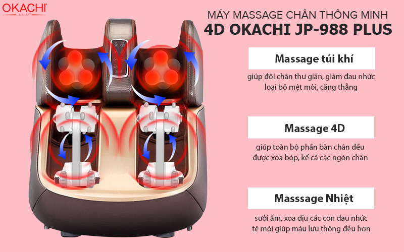 Máy massage chân thông minh 4D OKACHI JP-988 Plus