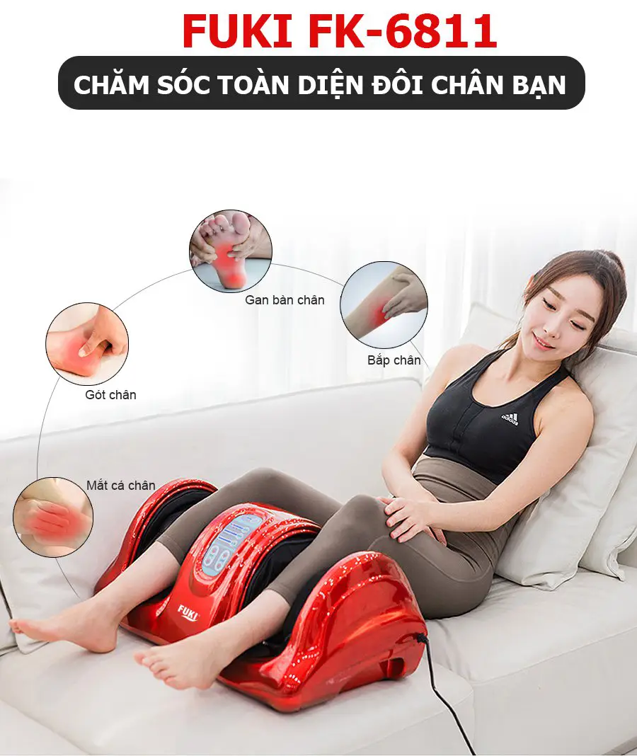 Máy massage chân hồng ngoại Fuki Nhật Bản FK-6811 (màu đỏ)