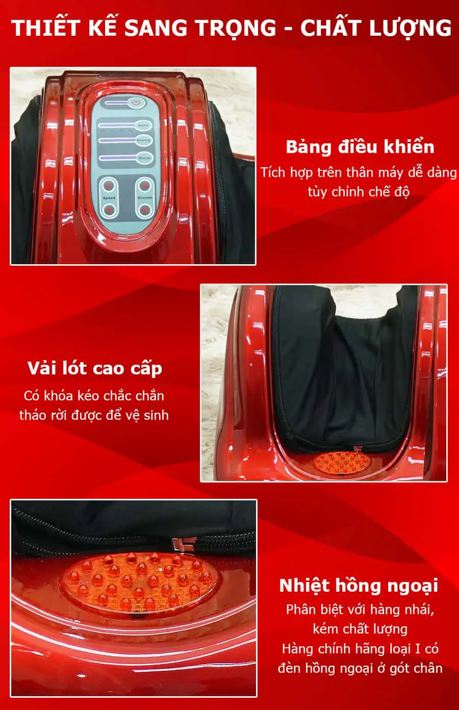Máy massage chân hồng ngoại Fuki Nhật Bản FK-6811 (màu đỏ)