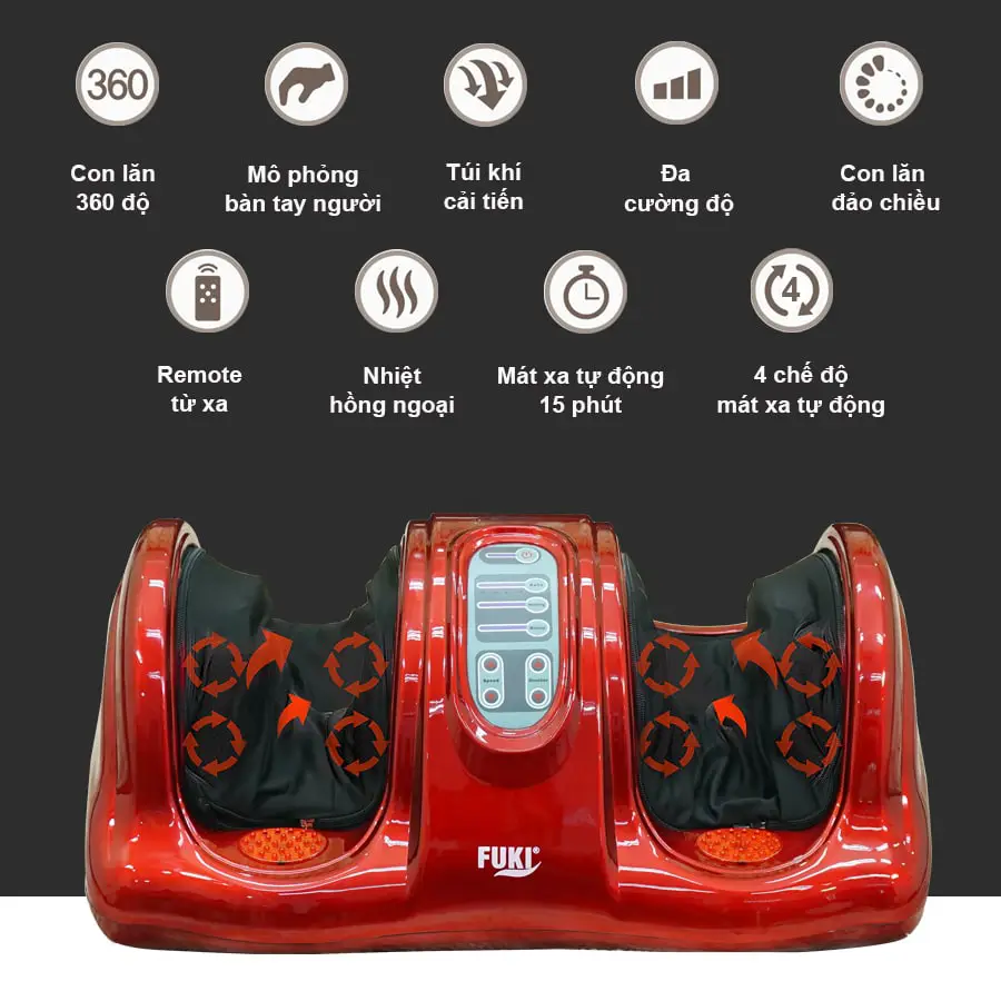 Máy massage chân hồng ngoại Fuki Nhật Bản FK-6811 (màu đỏ)
